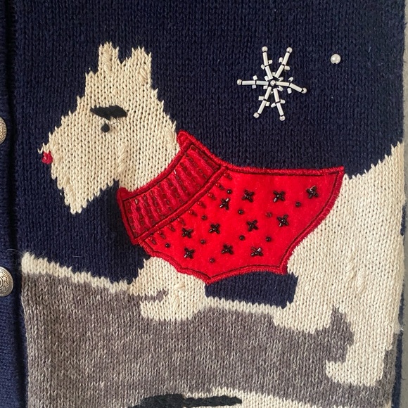 Bobbie Brooks navy novelty sweater vest size S Scottish terrier Scotty holiday - Picture 4 of 8
